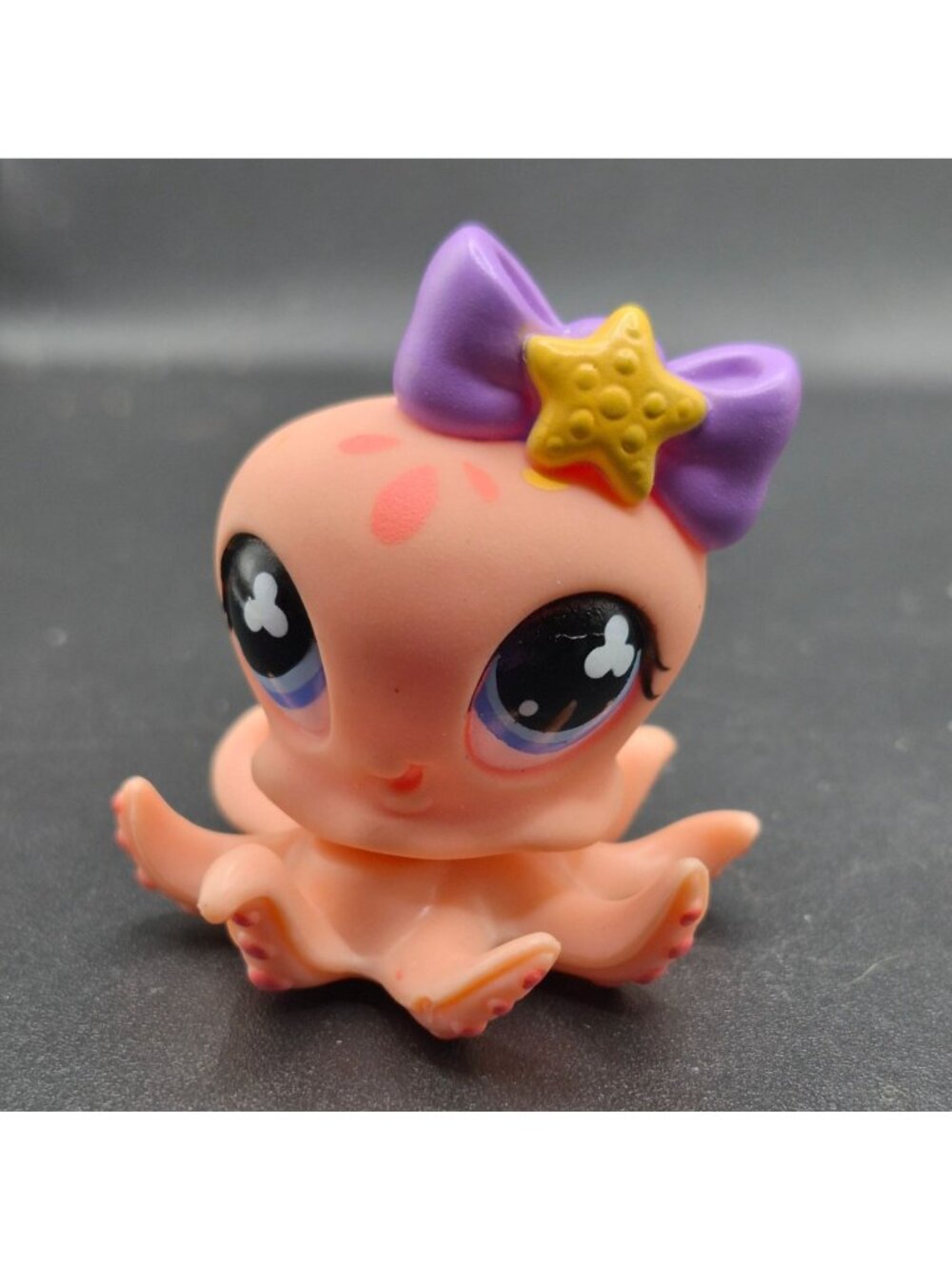 Littlest Pet Shop Octopus Figure Purple Bow & Starfish Accessory 2007 Hasbro